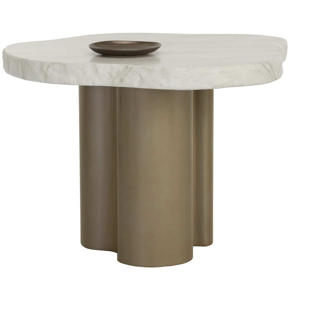 Idris 44 X 30.5 inch Cream / Antique Brass Outdoor Dining Table